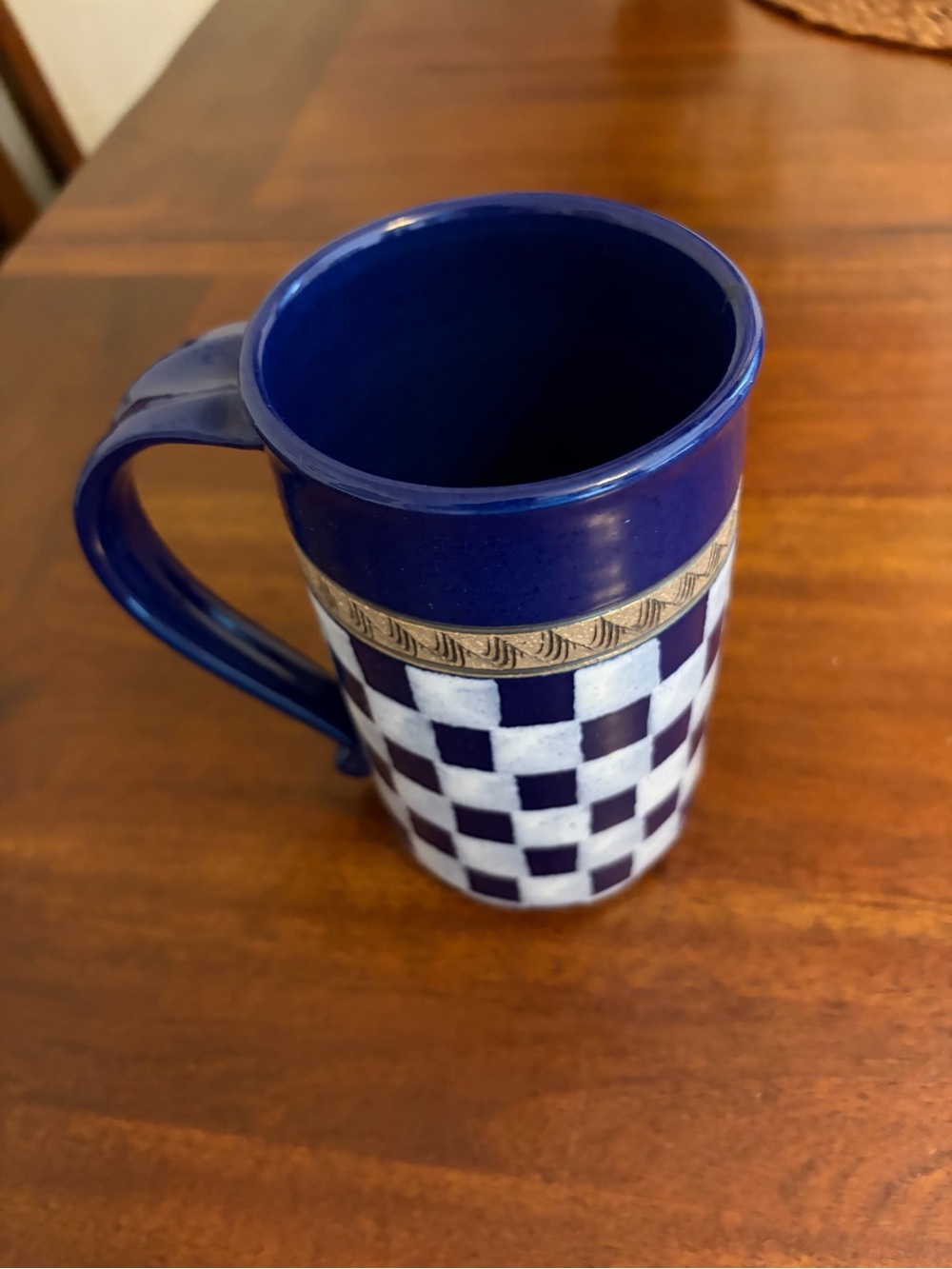 Paris Checkered Mug Blue And White - Picture 2 of 9